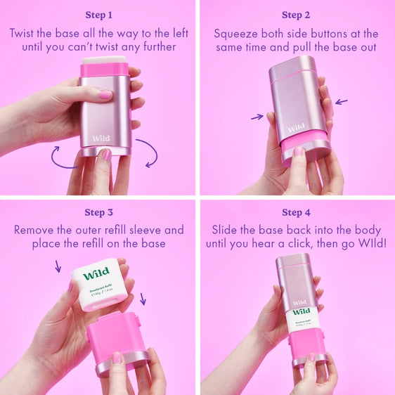 Wild Refillable Natural Deodorant Case with 1 Refill - Jasmine & Mandarin Blossom