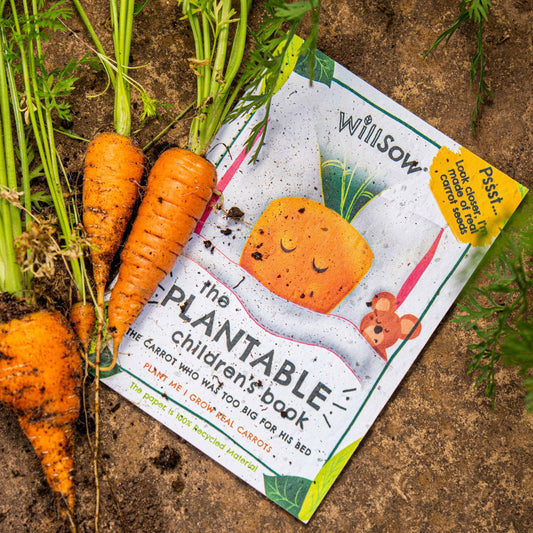Willsow Plantable Children's Book - The Carrot Who Was Too Big For His Bed