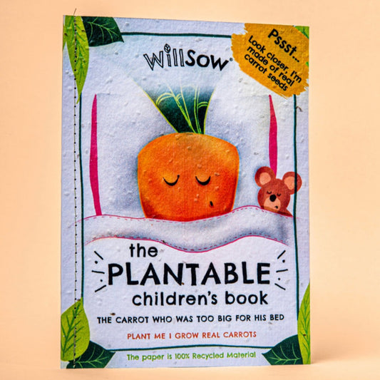 Willsow Plantable Children's Book - The Carrot Who Was Too Big For His Bed