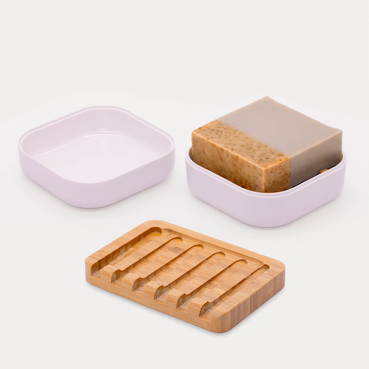 Natural Soap Starter bundle- Shaka Soap with soap dish and bamboo tray for storage.