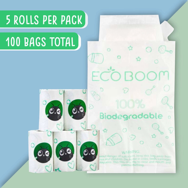 Eco Boom Biodegradable Nappy Bags - 100 bags
