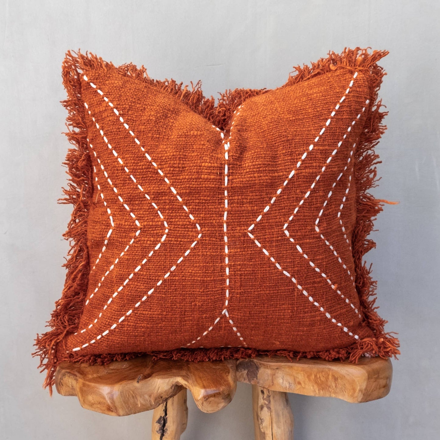 Bali Harvest Boho Cushion Cover - Geometric Fringe