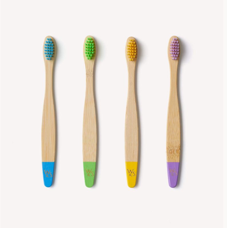 Wild & Stone Children’s Bamboo Toothbrushes - 4 Pack - Multi-Colour