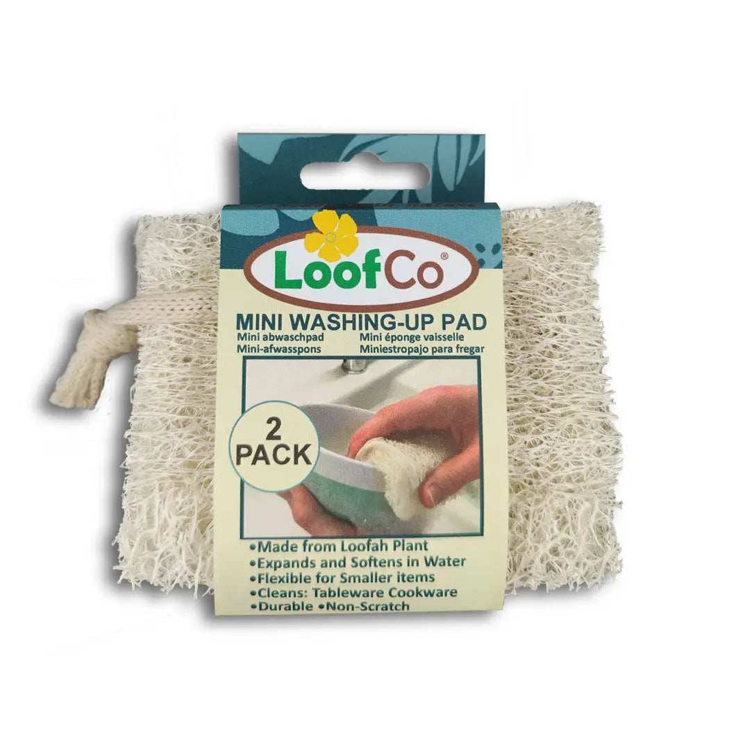 LoofCo Mini Washing-Up Natural Loofah Dish Pads x 2