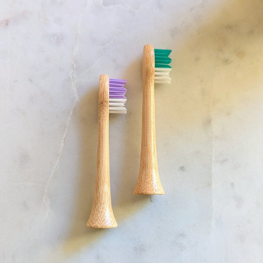 booheads Soniboo - 2 Pack - Bamboo Electric Toothbrush Heads - Purple & Green
