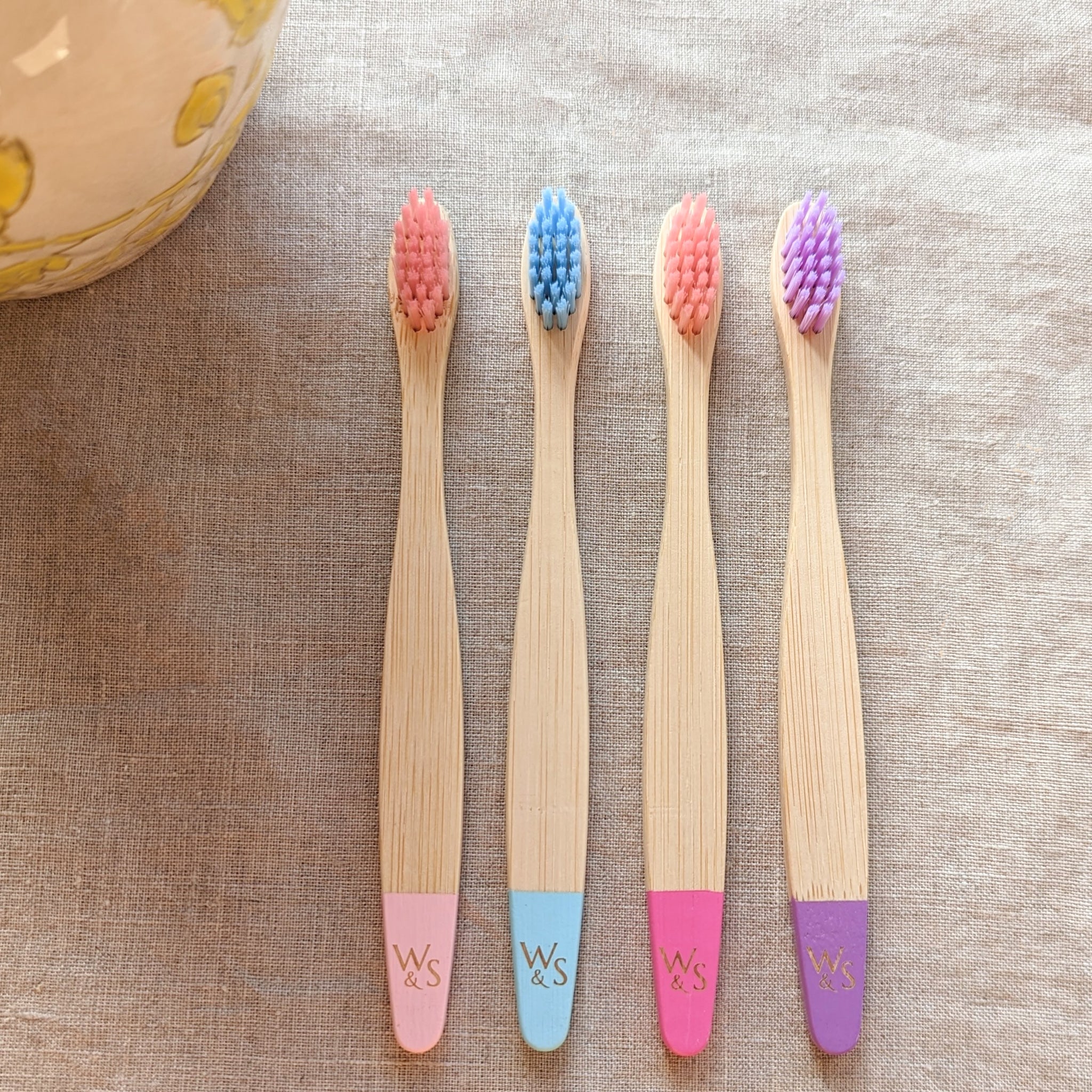 Wild & Stone Children's Bamboo Toothbrushes - 4 Pack - Candy Colours ...