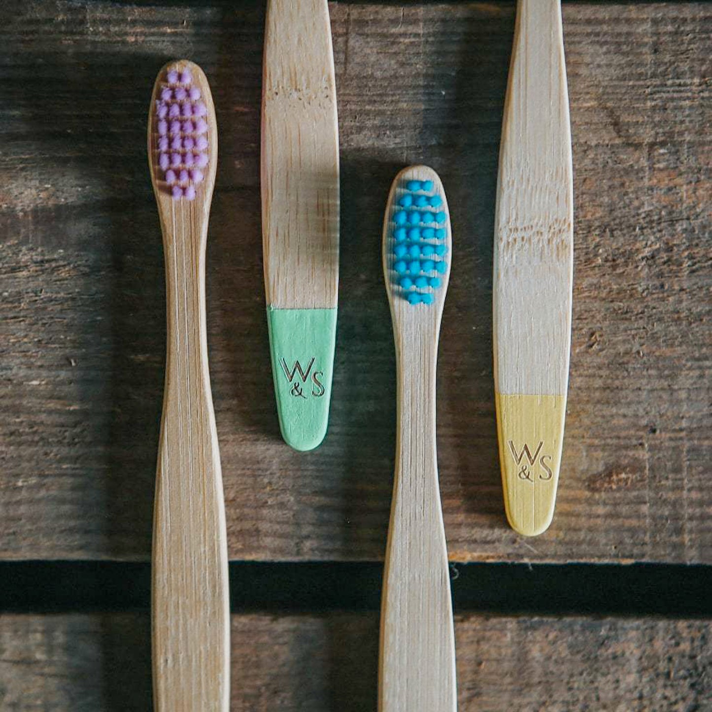 Wild & Stone Children’s Bamboo Toothbrushes - 4 Pack - Multi-Colour